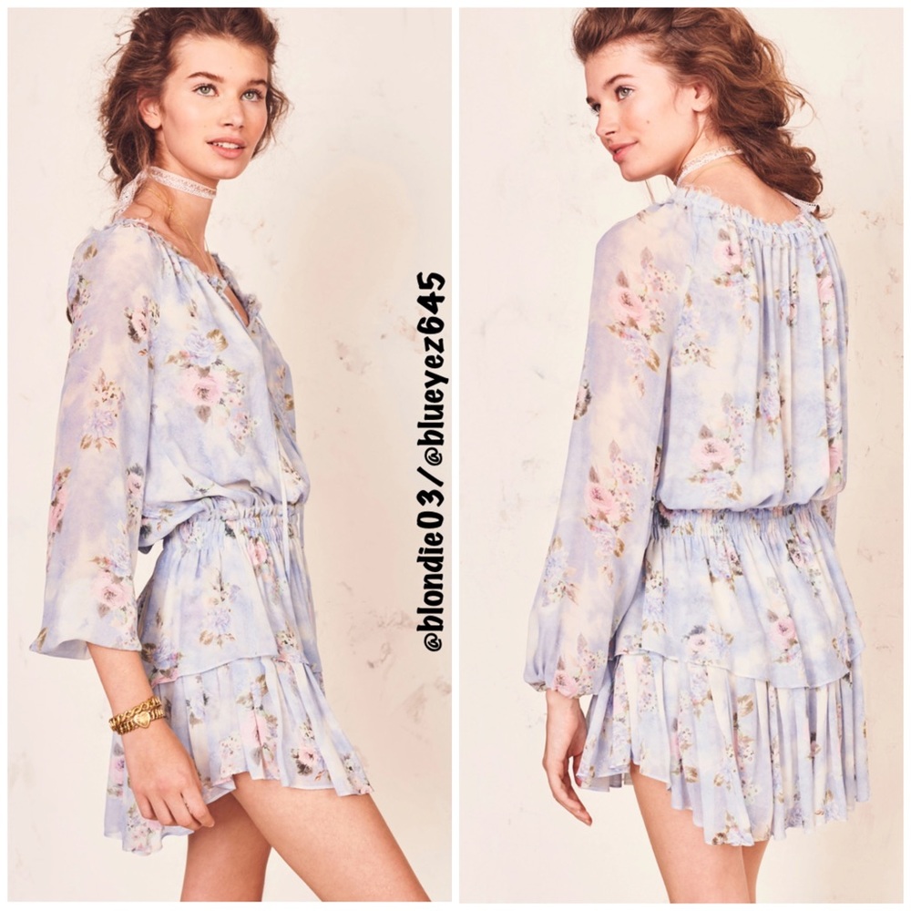 LoveShackFancy Popover Dress in Water Petals XS - Picture 2 of 6